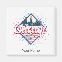 Íman Chicago Illinois Estados Unidos Retro Skyline EUA