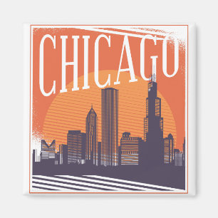 Íman Chicago Illinois Vintage Skyline