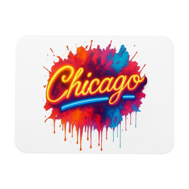 Íman Chicago Neon Street Art Splash (Horizontal)