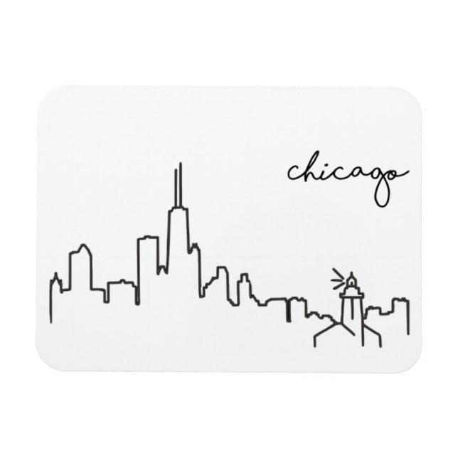 Íman Chicago Skyline com Magnet de Farol (Horizontal)