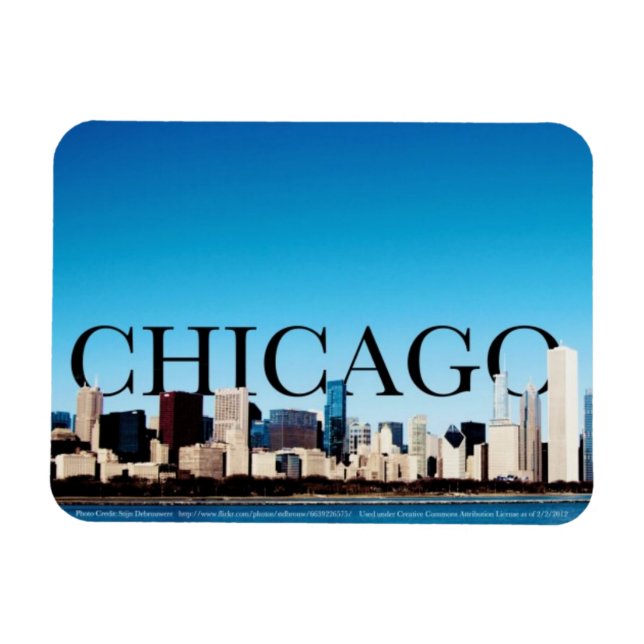 Íman Chicago Skyline Magnet com Chicago no céu (Horizontal)