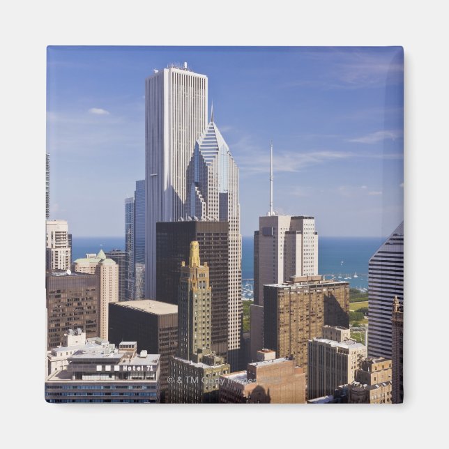 Íman Chicago Skyline Procurando pelo Lago Michigan (Frente)