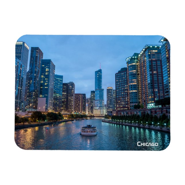 Íman Chicago Skyline Sunset River (Horizontal)