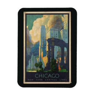 Íman Chicago Vintage cartaz de viagem