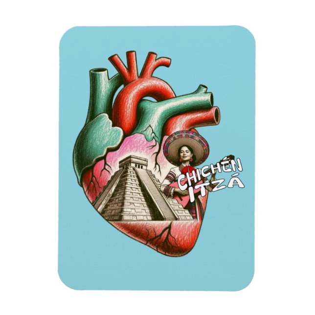 Íman Chichén Itzá Mayan Pyramind México Souvenir (Vertical)