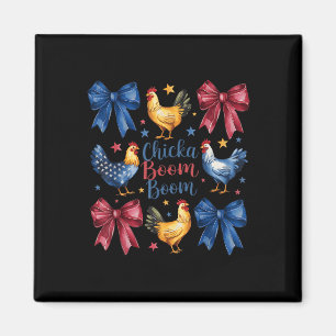 Íman Chicka Boom Boom Funny American Flag Chicken Graph