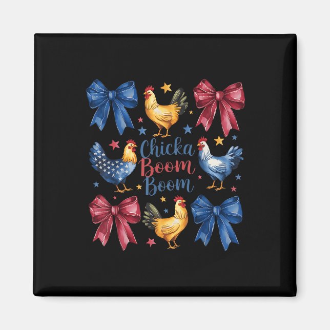 Íman Chicka Boom Boom Funny American Flag Chicken Graph (Frente)