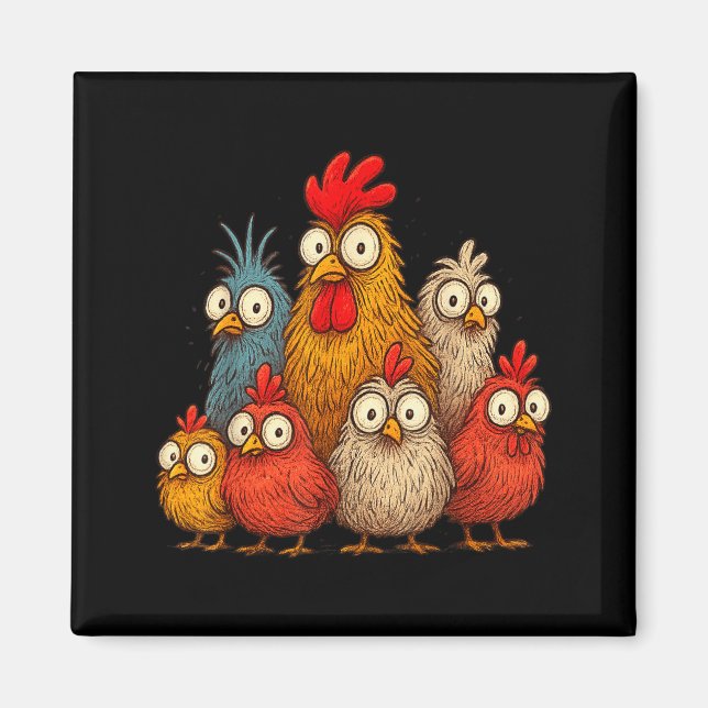Íman Chicken Art Crazy Chicken For Men Women Kid Boy Fa (Frente)