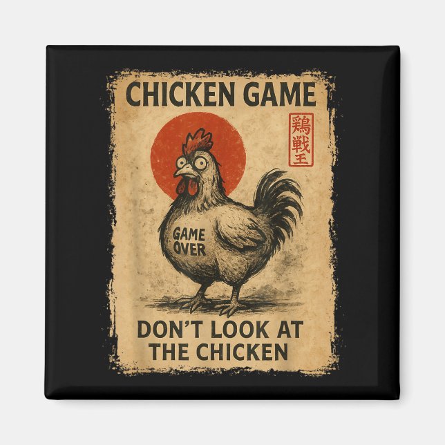 Íman Chicken Game Funny Japanese Boys Girls Womens Mens (Frente)