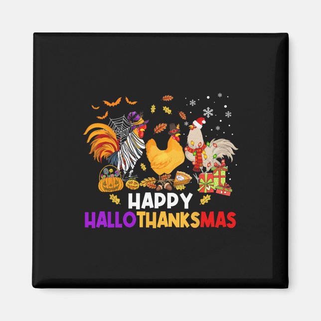 Íman Chicken Halloween Happy Hallothanksmas Autumn Chri (Frente)