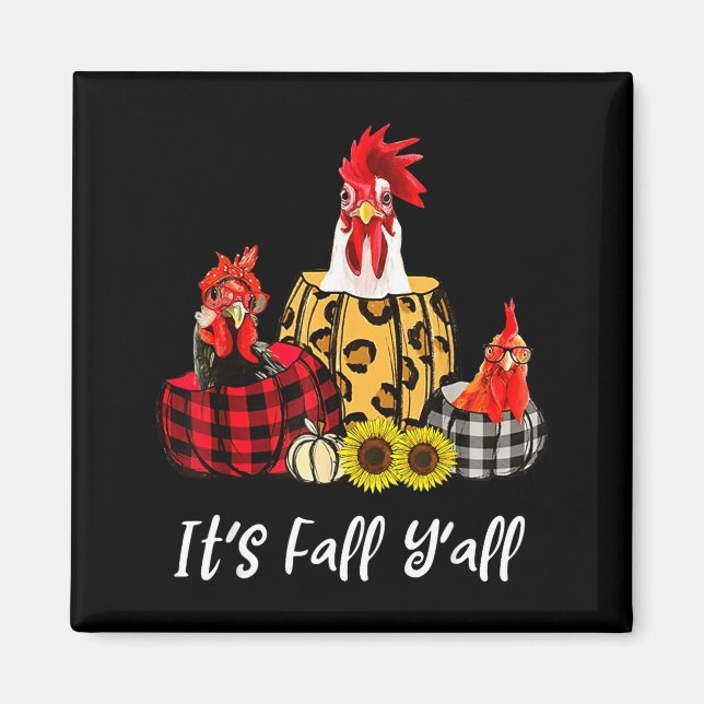 Íman Chicken It's Fall Y'all Leopard Pumpkin Autumn Tha (Frente)