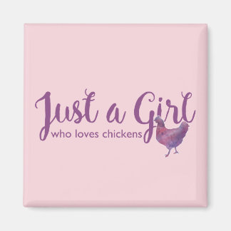 Íman Chicken Love Apenas uma Menina Roxo Magnet