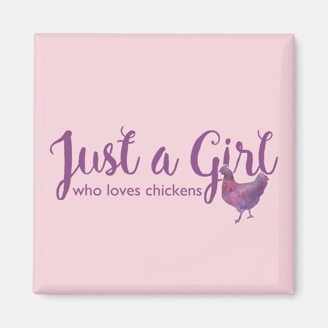 Íman Chicken Love Apenas uma Menina Roxo Magnet (Frente)