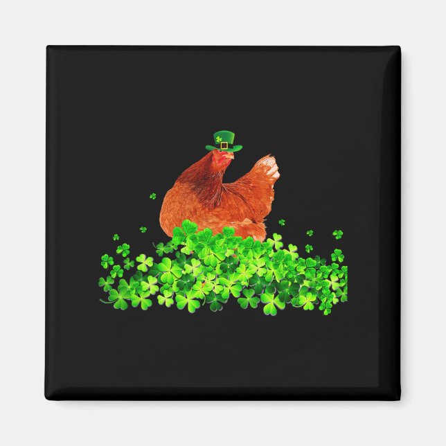 Íman Chicken St Patricks Day Chicken Lover Irish Shamro (Frente)