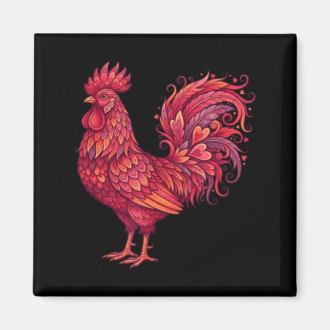 Íman Chicken Valentines Day Heart For Farmers Cute Chic (Frente)