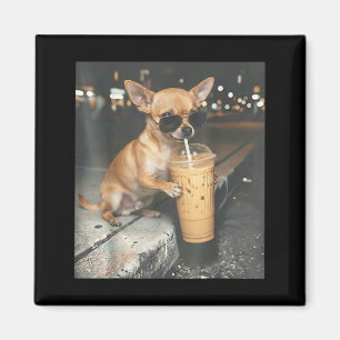 Íman Chihuahua bebendo café gelado meme engraçado de an
