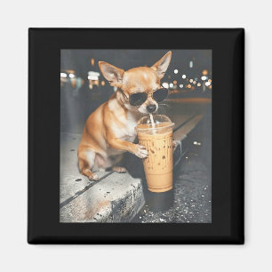 Íman Chihuahua bebendo café gelado meme engraçado de an