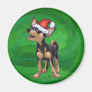 Íman Chihuahua Christmas sobre o verde