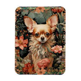 Íman Chihuahua com Flores no Estilo de William Morris