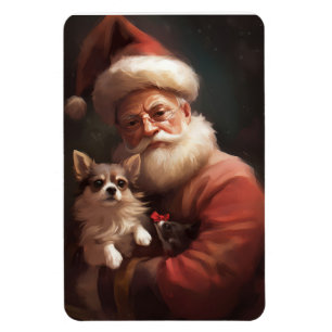 Íman Chihuahua com Papai Noel Natal Festivo
