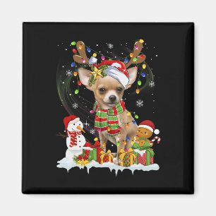 Íman Chihuahua Divertido Natal Cachorro Feio Chapéu de