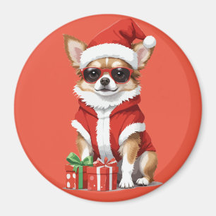 Íman Chihuahua em Papais noeis Figurino Adorável Pet En