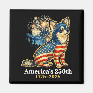 Íman Chihuahua engraçado 4 de julho 250 anos americano