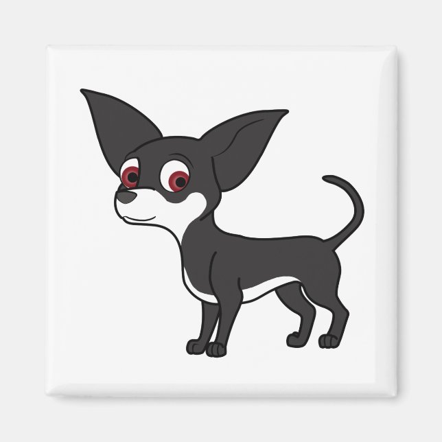 Íman Chihuahua Negro com Marcas Brancas (Frente)