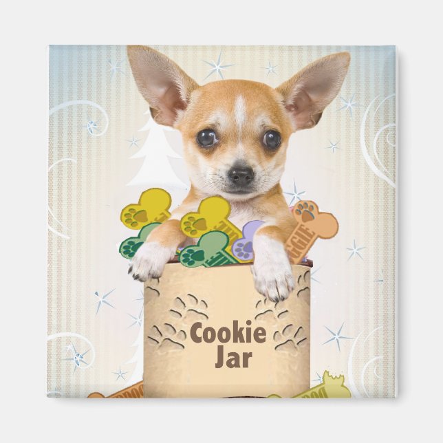 Íman Chihuahua Posicionado com Cookie Jar (Frente)