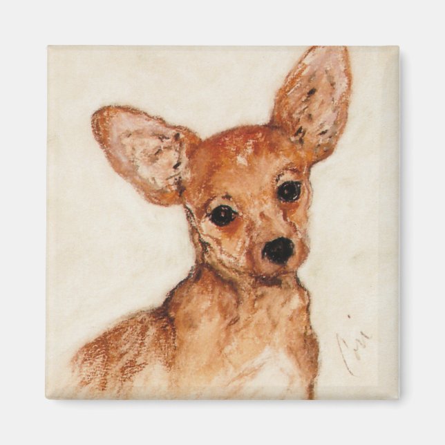 Íman Chihuahua Puppy Dog Art Magnet (Frente)