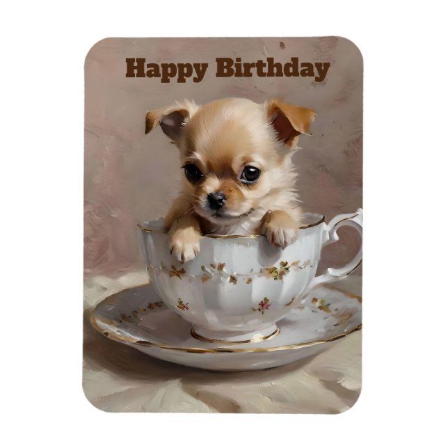 Íman Chihuahua Puppy em um Teacup, (Vertical)
