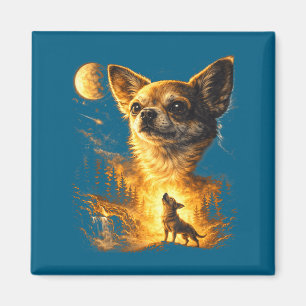 Íman Chihuahua uivando para a lua meme engraçado de chi