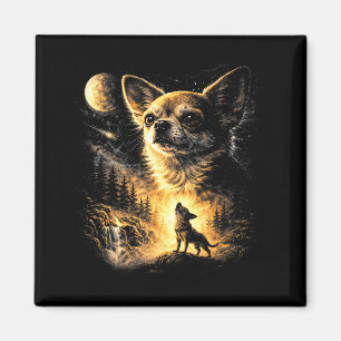 Íman Chihuahua uivando para a lua retrô anos 90 vintage
