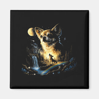 Íman Chihuahua uivando para a lua vintage engraçado