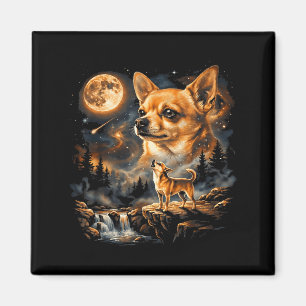 Íman Chihuahua Uivando Para a Lua Vintage Engraçado Chi