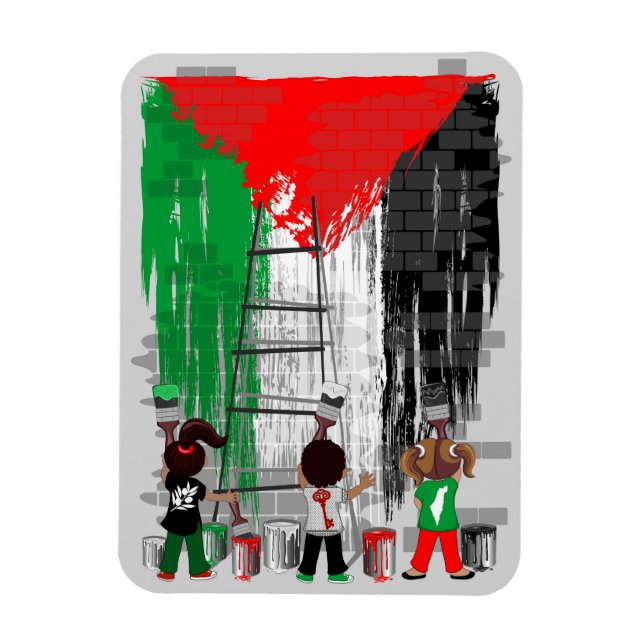 Íman Children of Gaza Painting Palestine Flag  (Vertical)