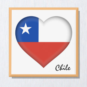 Íman Chile flag & Chilean Heart travel, holiday /sports