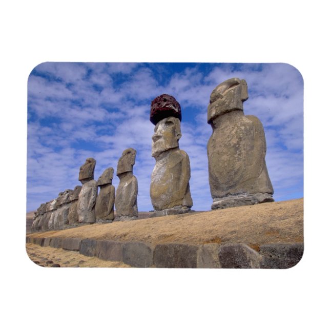 Íman Chile, Ilha de Páscoa. Os 15 Moais em Ahu (Horizontal)