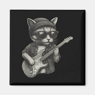 Íman Chill Cat Tocando Violão Rock Música Engraçado T