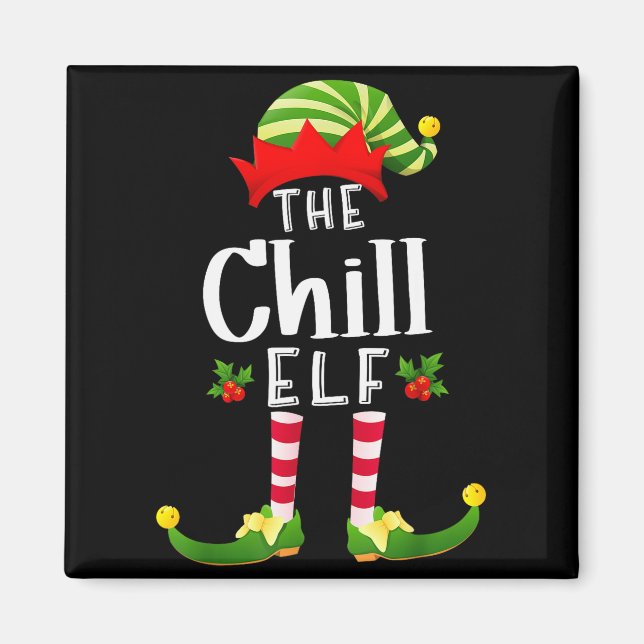 Íman Chill Christmas Elf Matching Pajama X-mas Party  (Frente)