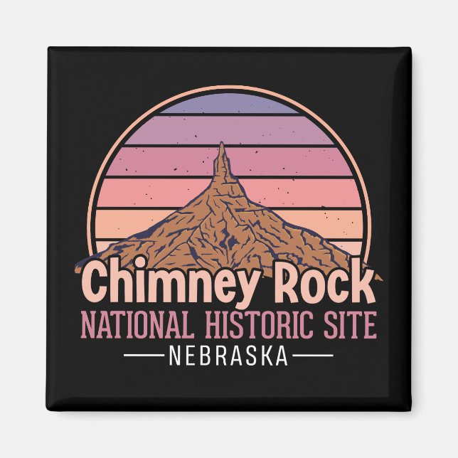 Íman Chimney Rock Nebraska Impressão Vintage – Retro  (Frente)