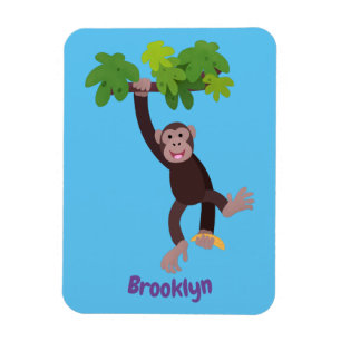 Íman Chimpanzé bonito na selva pendurada em desenho an