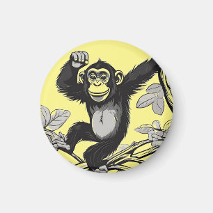 Íman Chimpanzé bonito nas saudações do galho