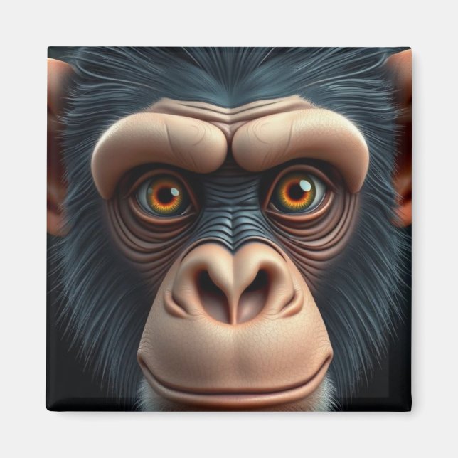 Íman Chimpanzé Engraçado e Louco (Frente)