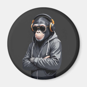 Íman Chimpanzé Vestindo Hoodie Funny Legal Vetor Animal