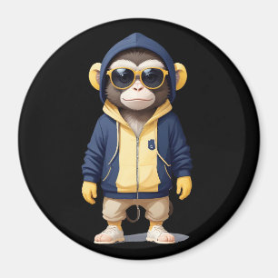Íman Chimpanzé Vestindo Hoodie Funny Legal Vetor Animal