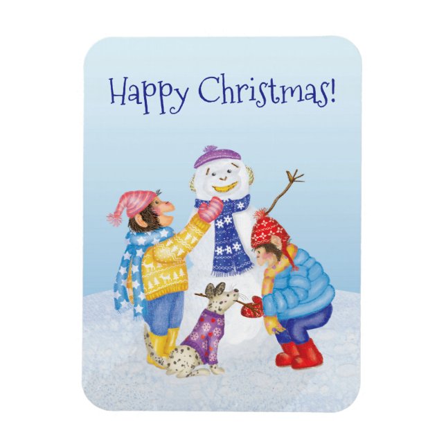 Íman Chimpanzés bonitos construindo um ímã de neve (Vertical)