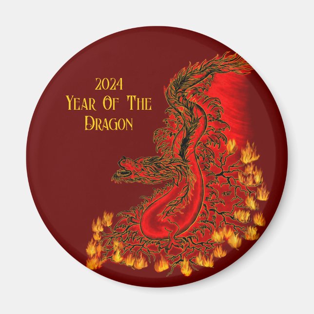 Íman China Dragon, 2024 Ano Do Dragão (Frente)