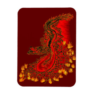 Íman China Dragon vermelho e design de ouro