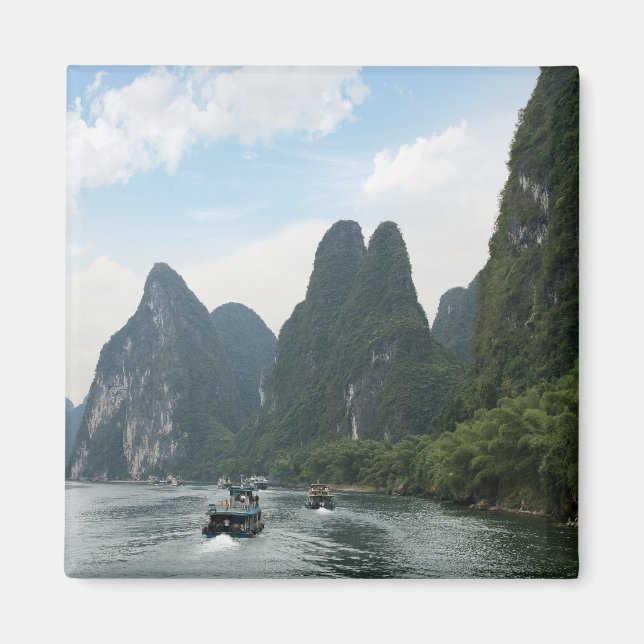 Íman China, Guilin, Rio Li, Barcos fluviais alinham-se (Frente)